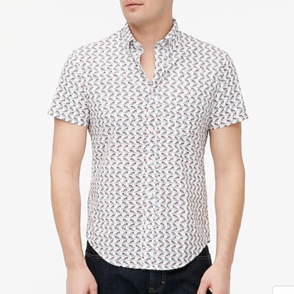 J Crew Factory NWT short sleeve bird print shirt - Picture 2 of 6